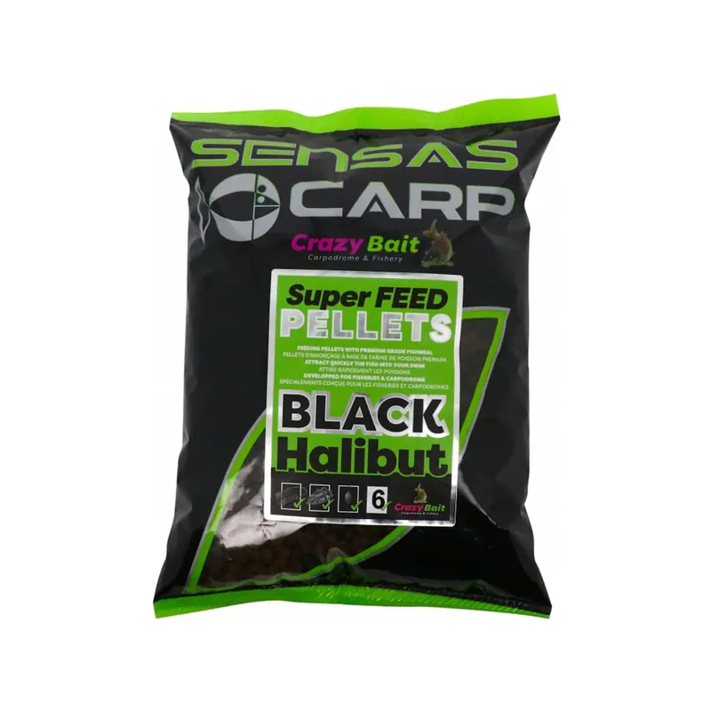 Miglior Prezzo SENSAS CARP CRAZY BAIT SUPER FEED PELLET BLACK HALIBUT