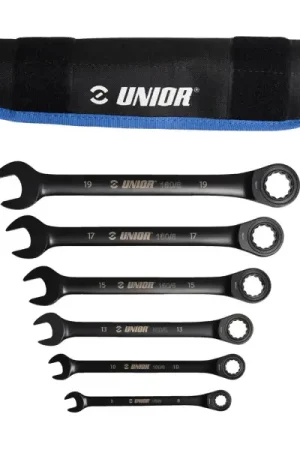 Unior - Set 6 chiavi combinate a cricchetto 160/6CT con borsa - 8-19 mm, nero Ordina Subito