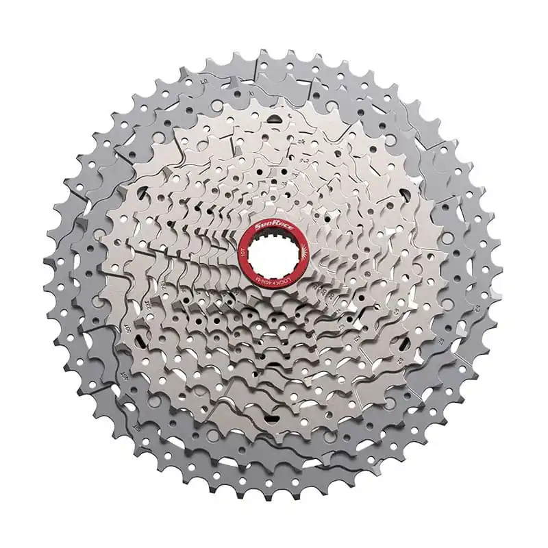 Direttamente Dal Produttore Cassetta MTB 12V x 10/51 Denti Ghiera Rossa in Alluminio Argento